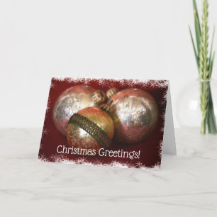 Vintage Ornament Snow Border Cartão de Natal