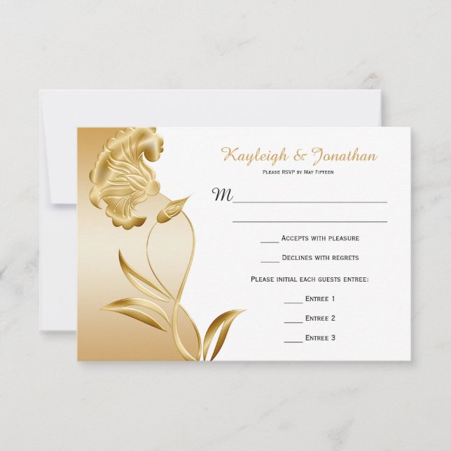 Vintage Ornamentado Dourado Flowls Swirls RSVP (Frente)