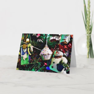 Vintage Ornaments em um Cartão de Árvore de Natal