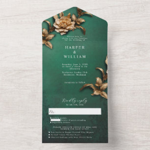 Vintage ouro foliage rsvp anexado