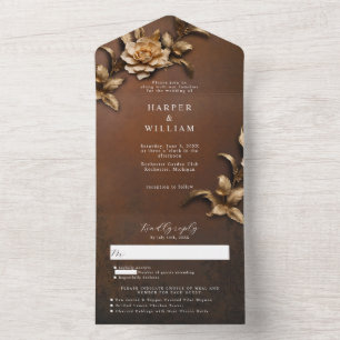 Vintage ouro foliage rsvp anexado