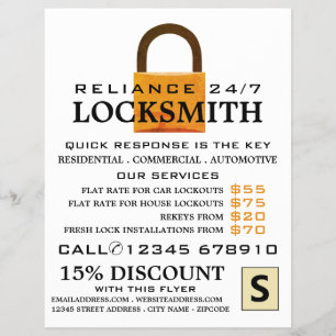 Vintage Padlock, Locksmith - Folheto Publicitário