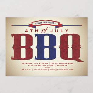 Vintage país convite rústico do CHURRASCO do 4 d