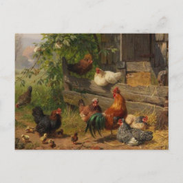 Vintage País Galinhas fazenda cartão postal
