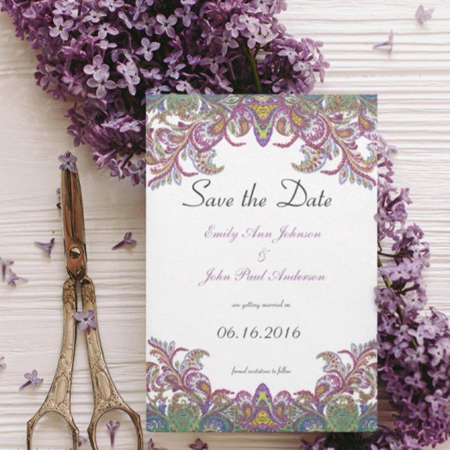 Vintage Paisley Pink e Convites de casamento Verde (Criador carregado)