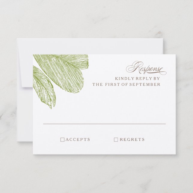 Vintage Palm Destination Beach Wedding RSVP (Frente)