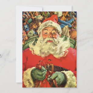 Vintage Papai Noel com Convite de Natal para Brinq