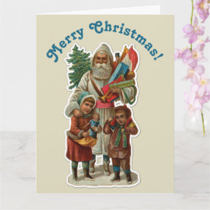 Vintage Papai Noel e Crianças no Convite de Natal