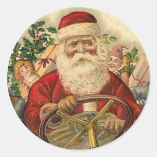 Vintage Papai Noel No Carro: Adesivos