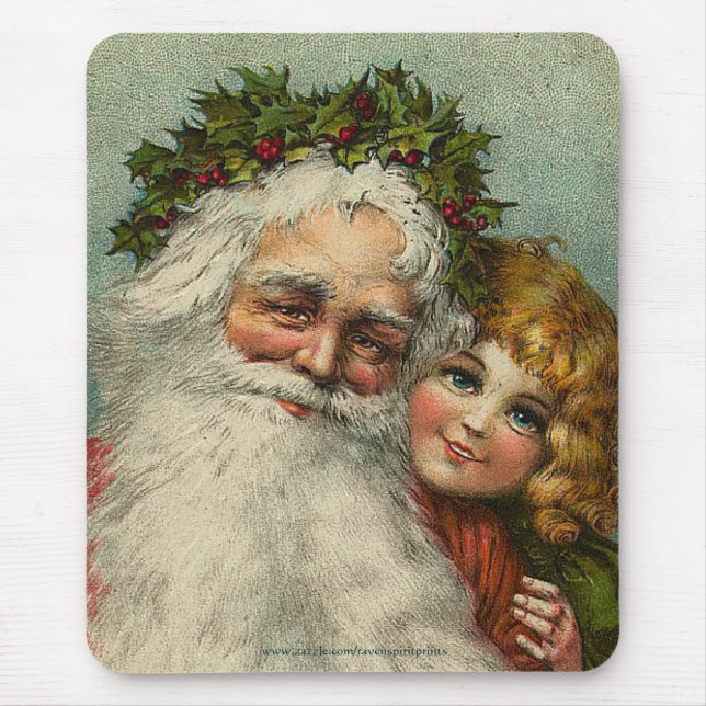 Vintage Papais noeis e Criança Pai Natal Mousepad (Frente)