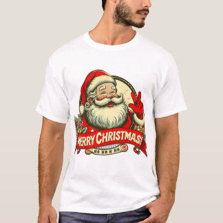 Vintage Papais noeis Feliz Camisa de Natal