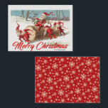 Vintage Papais noeis Gnomos Elves Feliz Cartão de<br><div class="desc">Cartão único de natal vintage,  que tem elfos e gnomos arrastando uma árvore com Papais noeis de boneco de neve. Para celebrar o Natal e ter calor,  e este é o espírito deste cartão postal. Mande para sua amada família,  amigos,  parentes. Por outras palavras,  envie os seus sentimentos calorosos.</div>