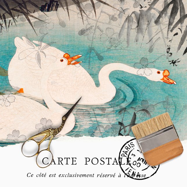 Vintage - Papel Tecido de Decoupage Geese Japonês (Criador carregado)