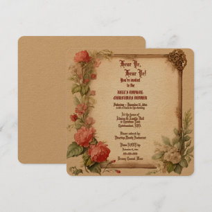 Vintage Paper Rosa Natal Janta Convite