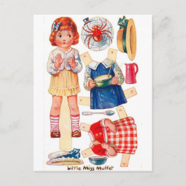 Vintage Paperdoll Little Miss Muffet cartão postal