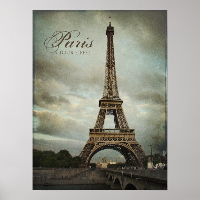 Vintage Paris Eiffel Tower poster (Frente)