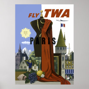 Vintage Paris França Fashion Poster de viagens