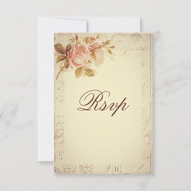 Vintage Paris Postmarks Chic Rosas RSVP (Frente)
