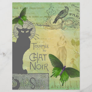 Vintage Paris Tour pelo Chat Noir Collage Scrapboo