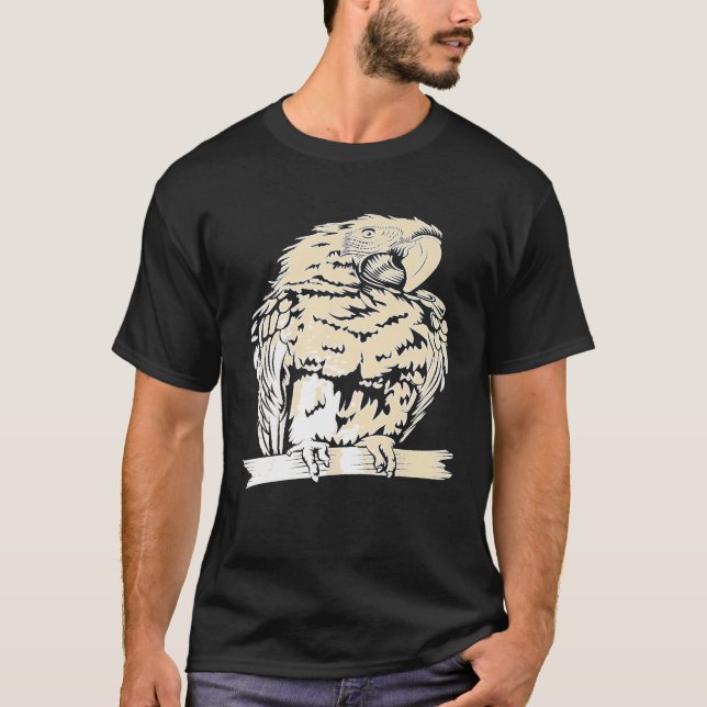 Vintage Parrot Bird Drawing Premium T-Shirt (Frente)