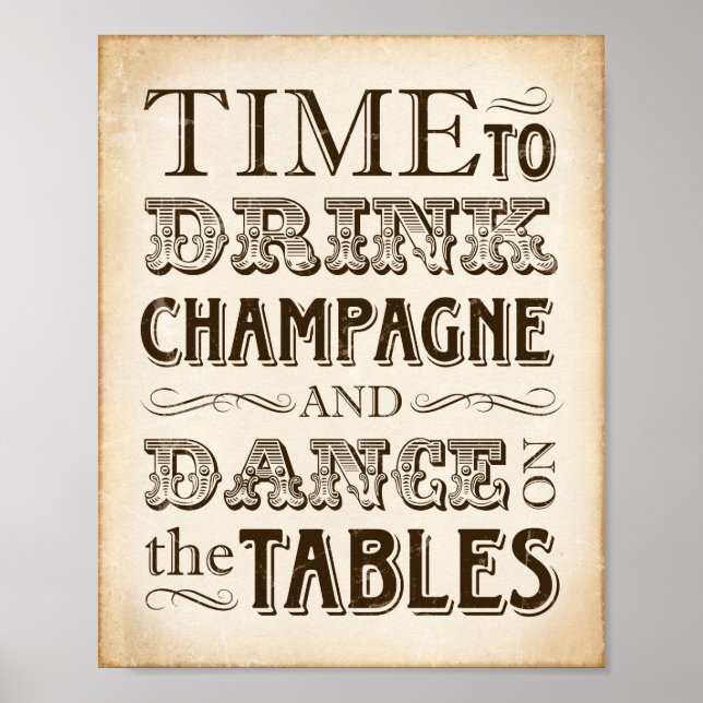 Vintage Party DRINK CHAMPAGNE - Sinal Impressão (Frente)