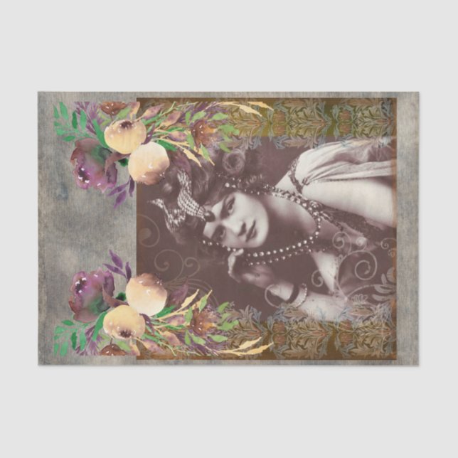 Vintage Party Girl Victorci Tapeçaria Papel Tecido (Frente )