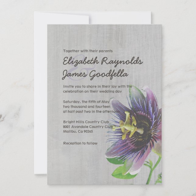 Vintage Passion Flowers Convites de Casamento (Frente)