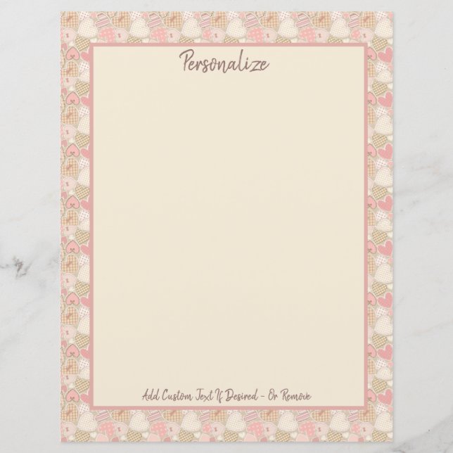 Vintage Patchwork Quilt Pink Hearts Personalize (Frente)