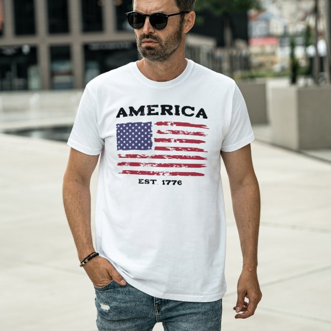 Vintage Patriotic American Flag T-Shirt (Criador carregado)
