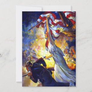 Vintage Patriótica Lady Liberty American Flag Eagl