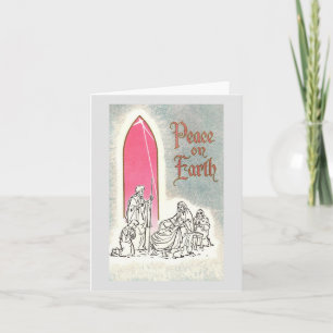 Vintage Peace On Earth Cartão De Natal Da Nativida