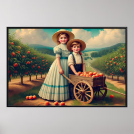 Vintage Peach Orchard Children Poster