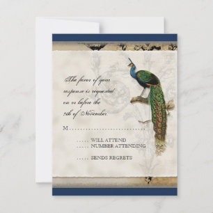 Vintage Peacock 6 - Convite para Casamento