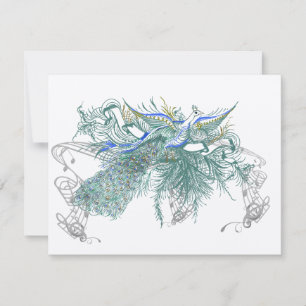 Vintage Peacock Birds Resposta de Casamento