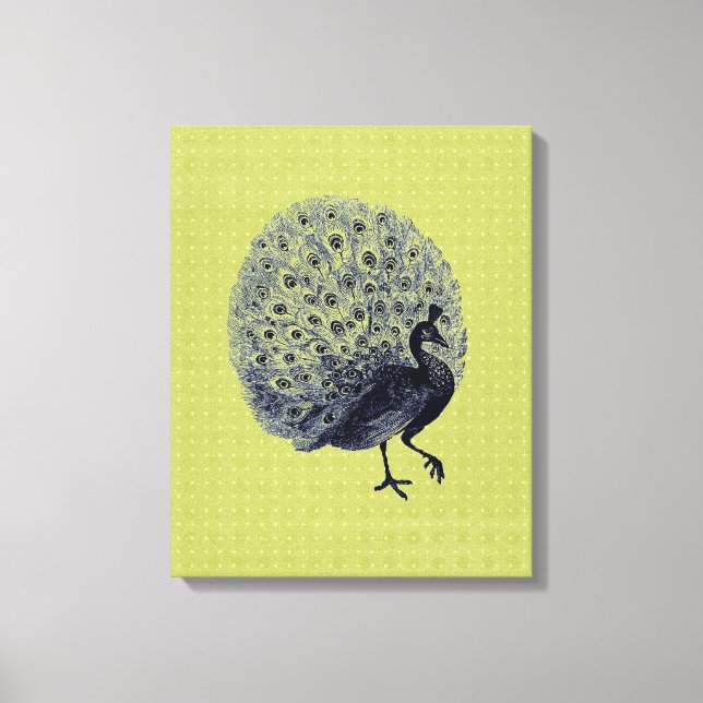 Vintage Peacock em Verde - Canvas (Frente)
