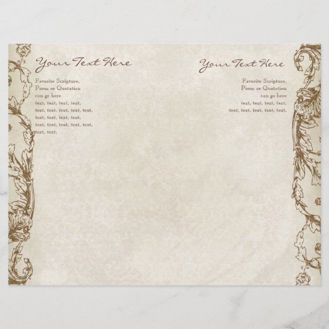 Vintage Peacock & Etching Weding Program Interior (Frente)