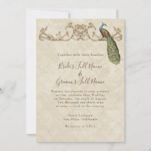 Vintage Peacock & Etchings Convite De Casamento