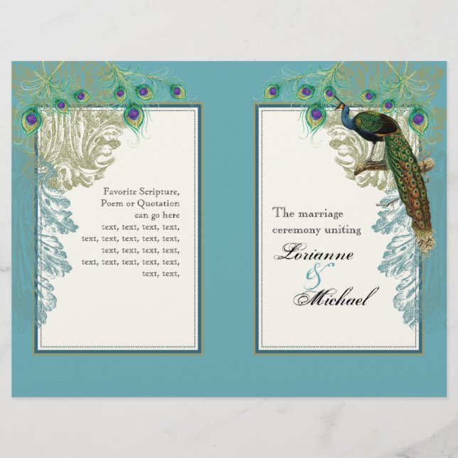 Vintage Peacock, Penas - Programa Casamento (Frente)
