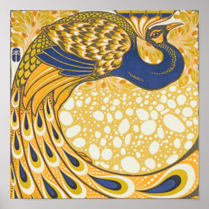 Vintage Peacock Poster Art Nouveau