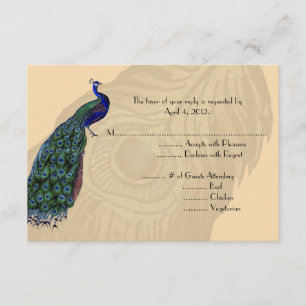Vintage Peacock Reply Cards com opções de menu