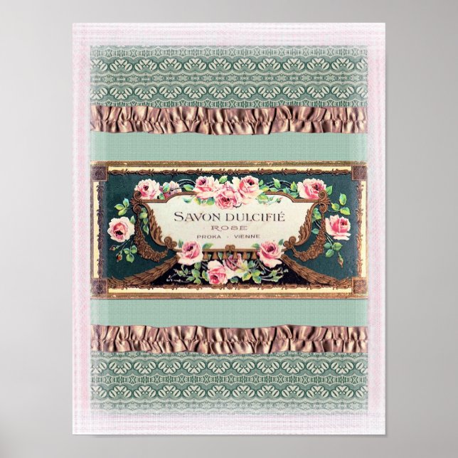 Vintage Perfume Label Poster (Frente)