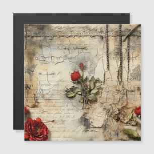 Vintage - Pergaminho - Carta de Amor com Flores (1