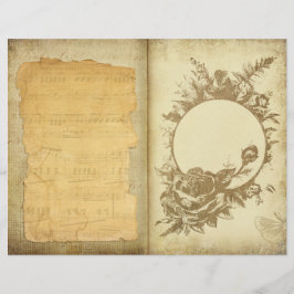 Vintage - Pergaminho Floral - Ephemera Scrapbook P