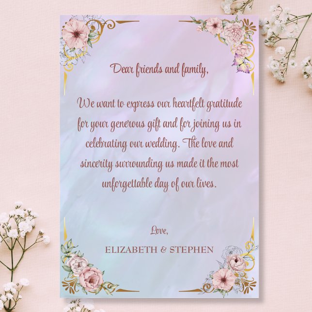 Vintage Periwinkle Pink Peony Cartões de agradecim (Criador carregado)