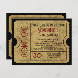 Vintage Personalizada Admitir Convites de Um Bilhe