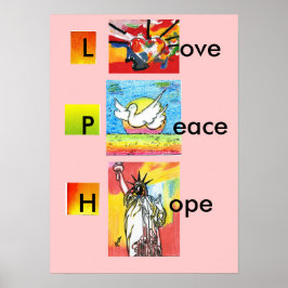 Vintage Peter Max art style LOVE PEACE Poster