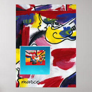 Vintage Peter Max estilo Peace and Love Poster