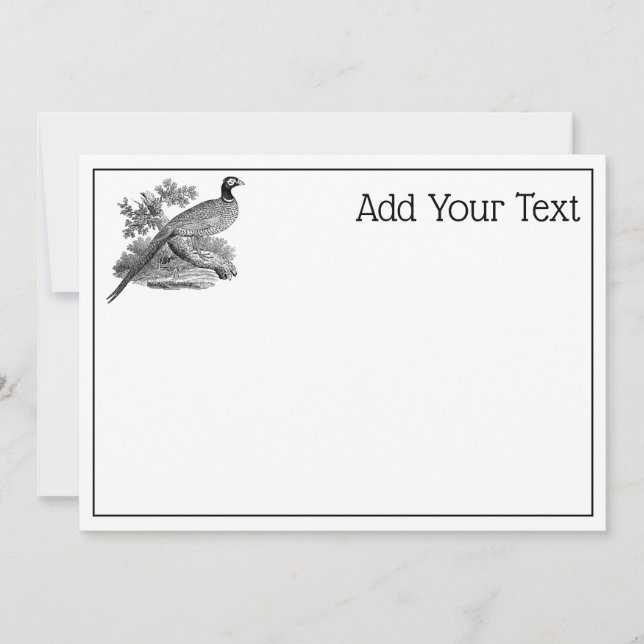 Vintage Pheasant Game Bird Drawing BW (Frente)