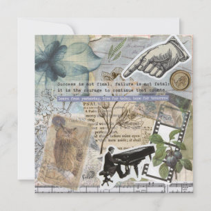 Vintage Piano Flat Greeting Card