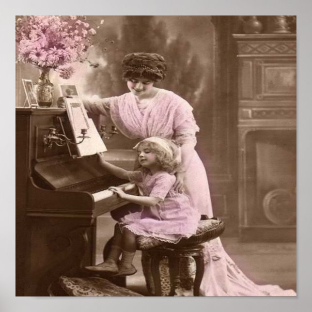 Vintage Piano Lessons Poster (Frente)